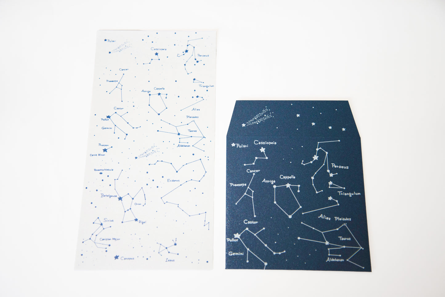 星のしるべにつづる、宙のレターセット-一筆箋星座【冬】