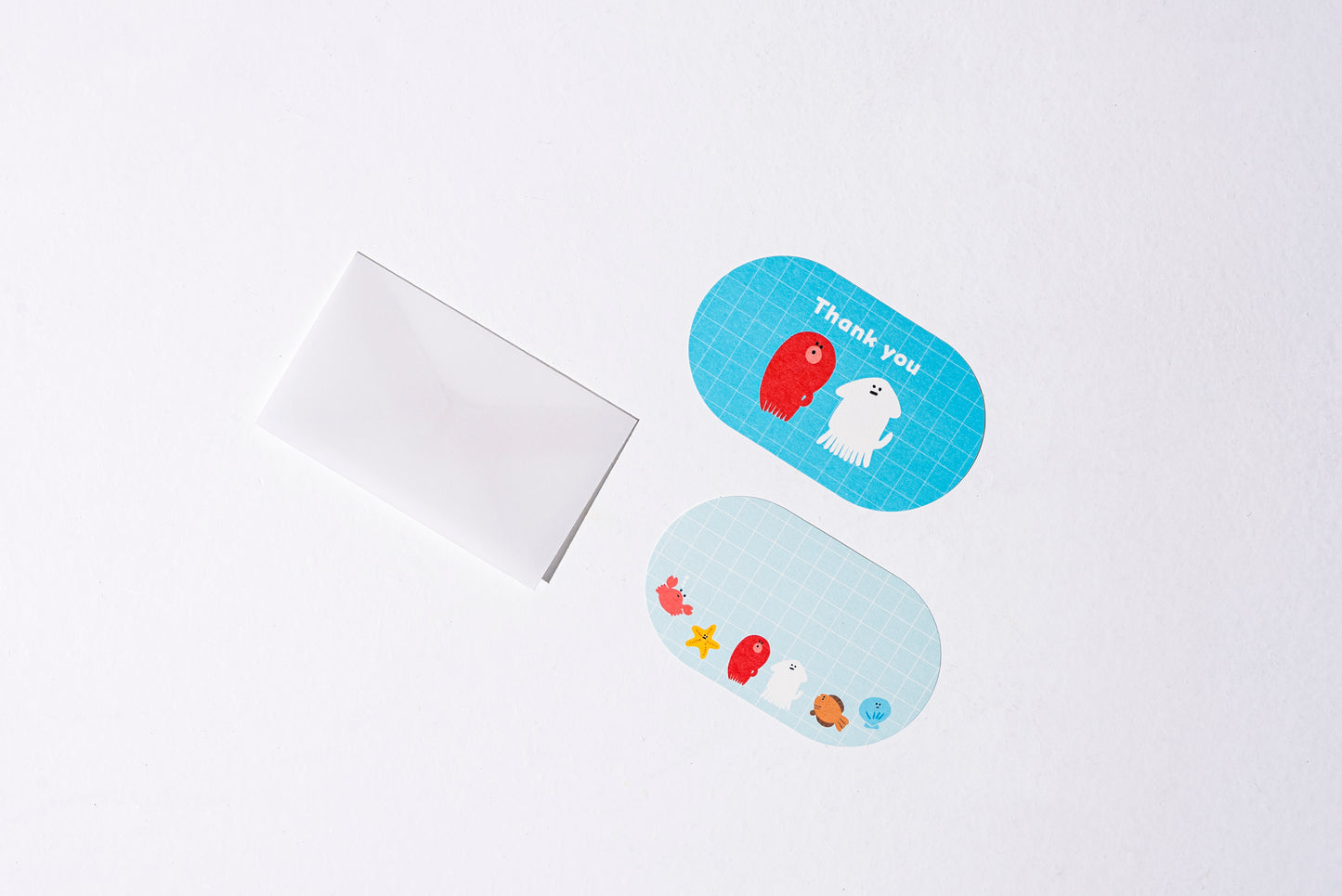 CHOCOTTO ミニレターセット いかたこThank you SHIRAISHI DESIGN×紙もの雑貨スキカッテ