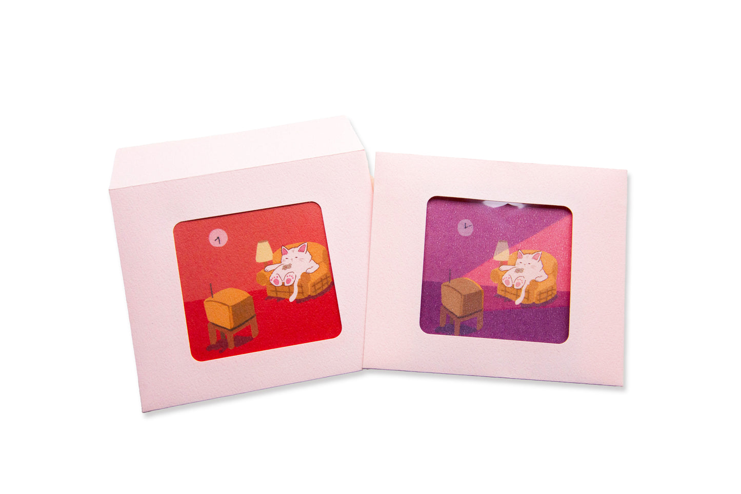 リフィル窓付き封筒レターセット　夜更かしねこ