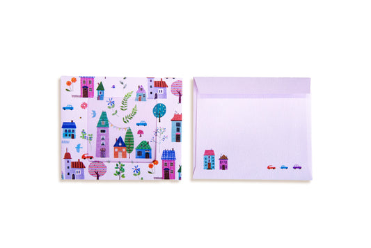 リフィル窓付き封筒　街並み