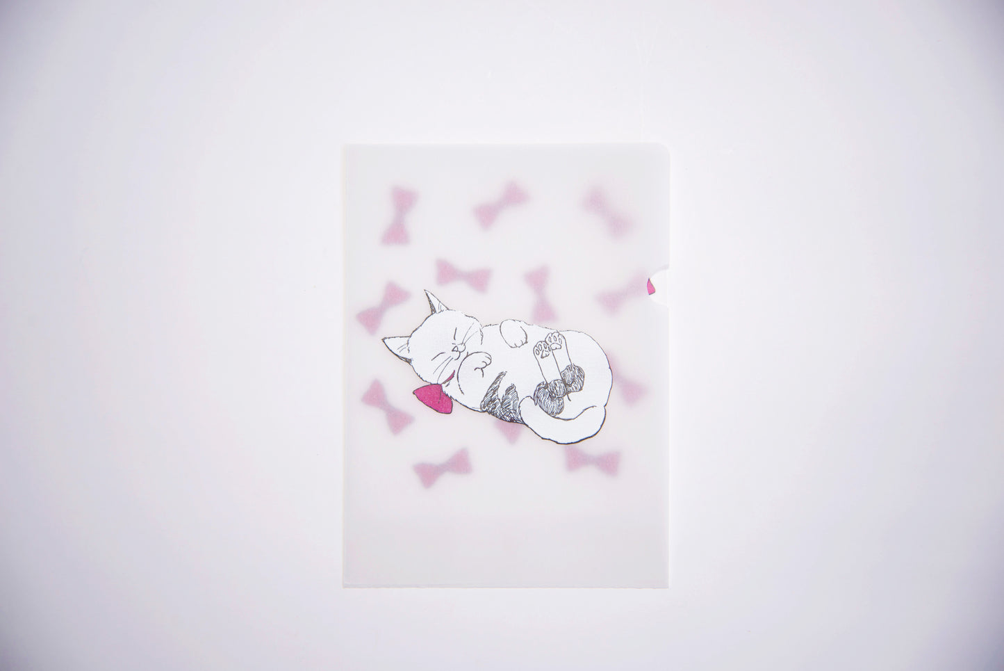 めっちゃちいさい紙ファイル-ねこリボン