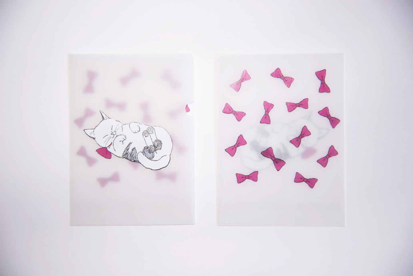 めっちゃちいさい紙ファイル-ねこリボン