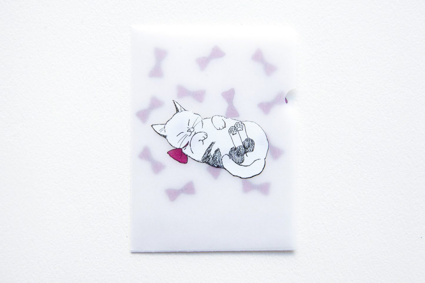 めっちゃちいさい紙ファイル-ねこリボン