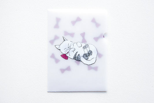 めっちゃちいさい紙ファイル-ねこリボン