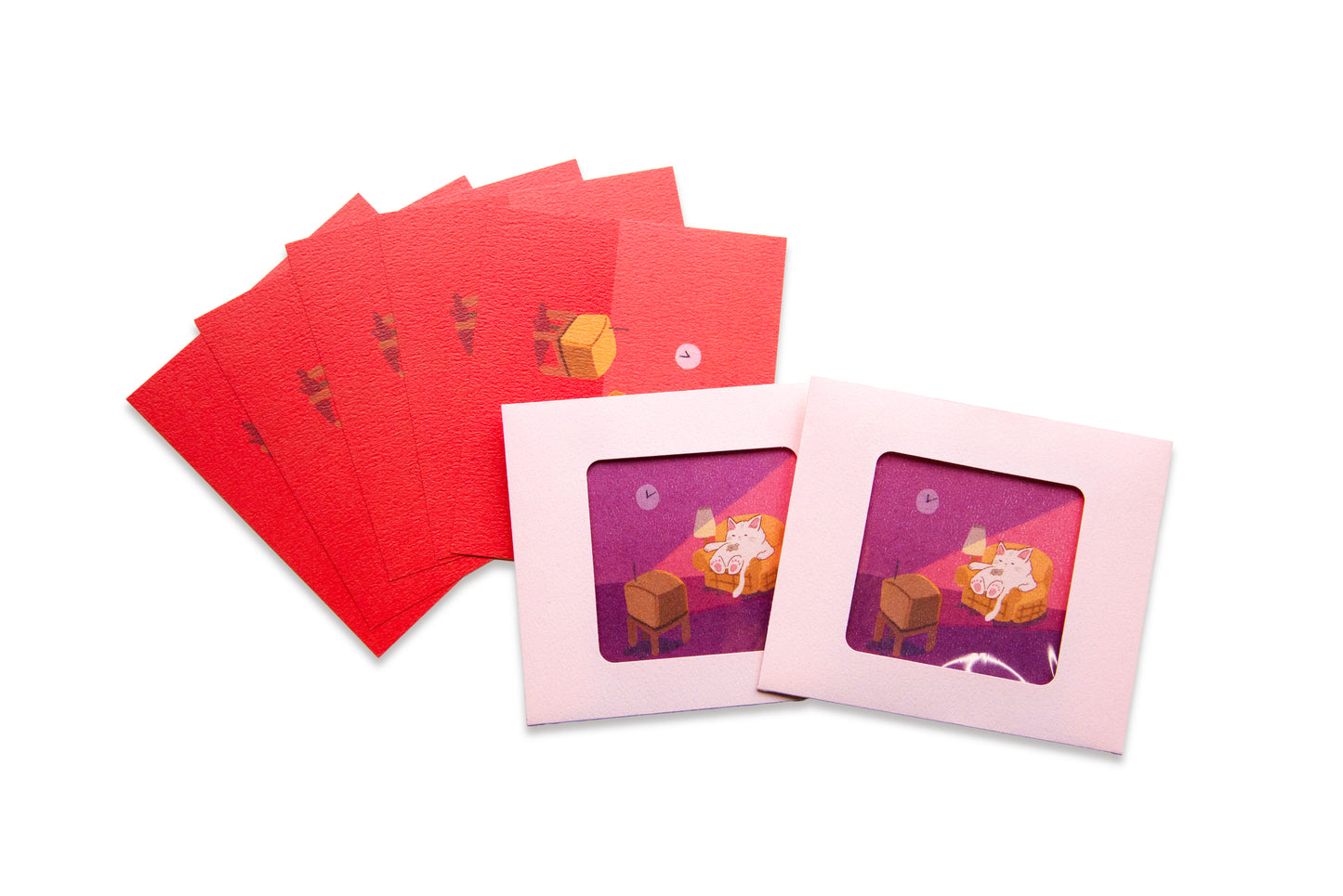 リフィル窓付き封筒レターセット　夜更かしねこ