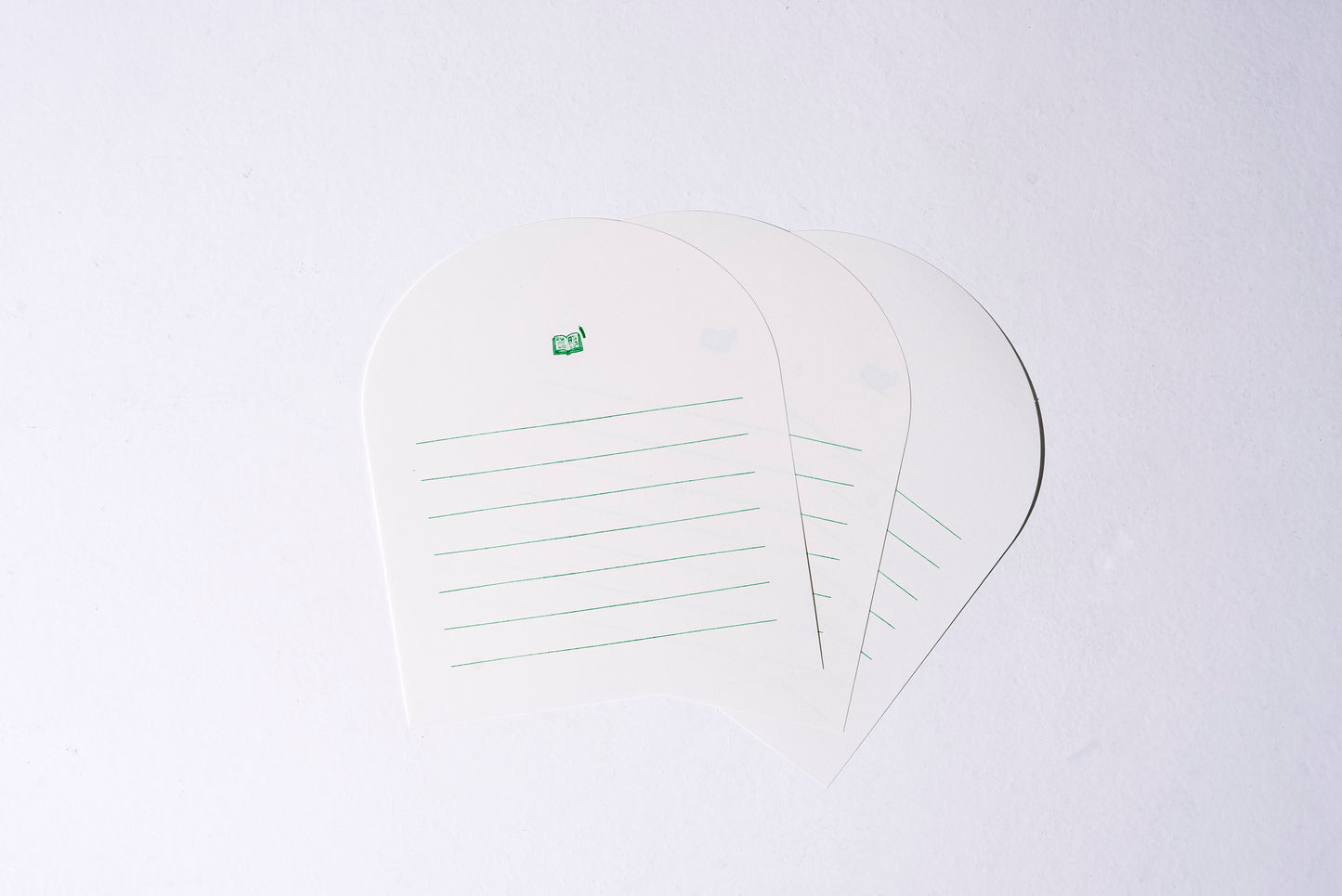 Round letter paper3枚入り 緑の本