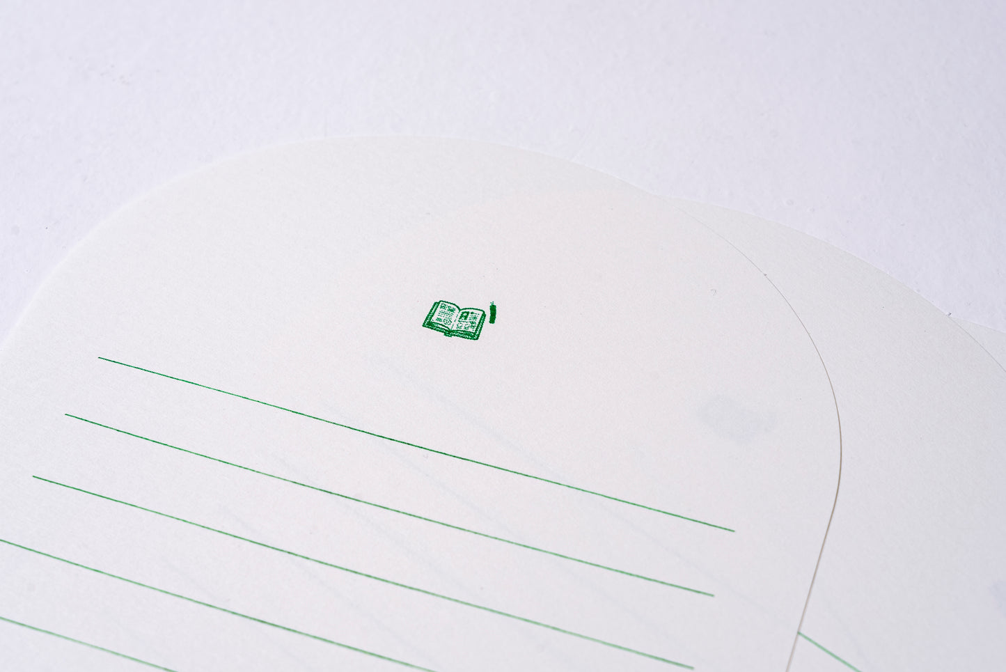 Round letter paper3枚入り 緑の本