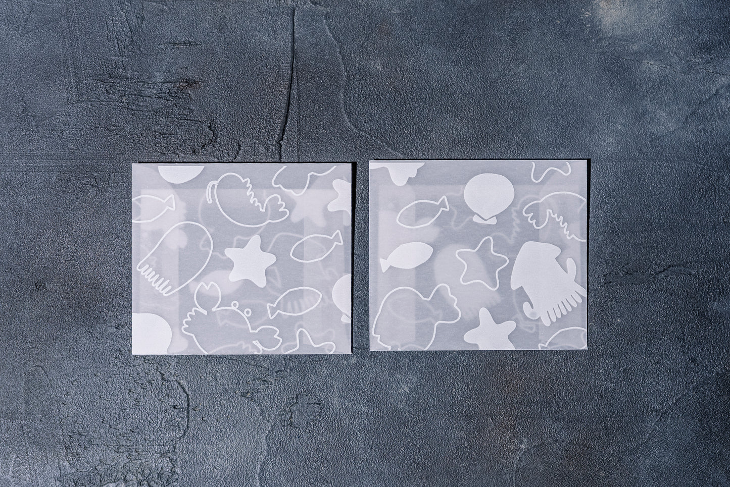 ミニ封筒リフィル　海の生き物シルエット　2柄　Shiraishi Design×紙もの雑貨スキカッテ