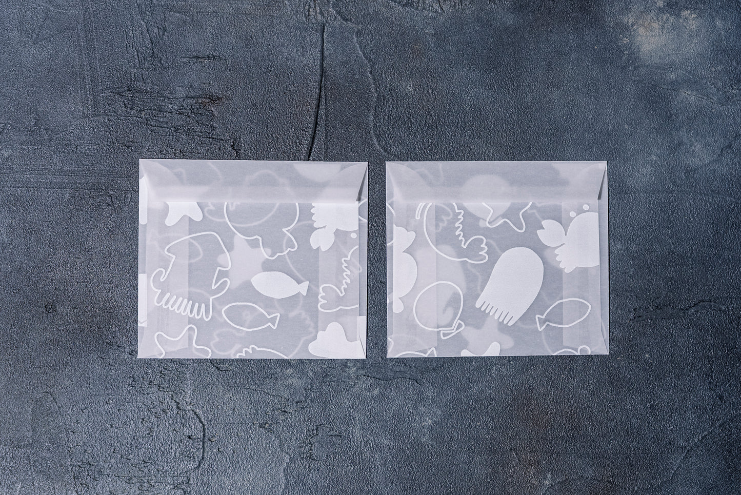 ミニ封筒リフィル　海の生き物シルエット　2柄　Shiraishi Design×紙もの雑貨スキカッテ