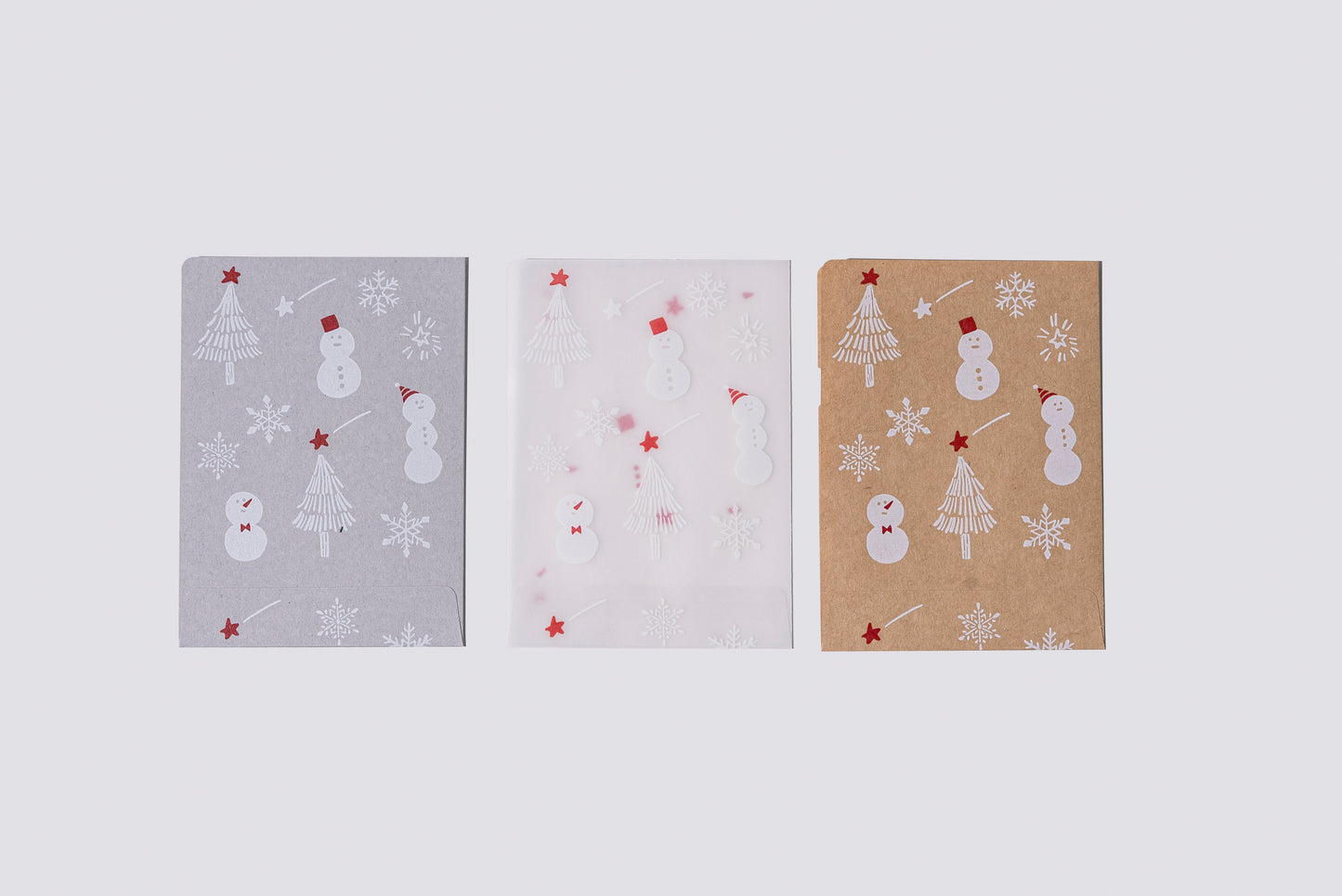 MINI FILE めっちゃちいさい紙ファイル　雪だるま　あか　3枚入り　ShiraishiDesign×紙もの雑貨スキカッテ